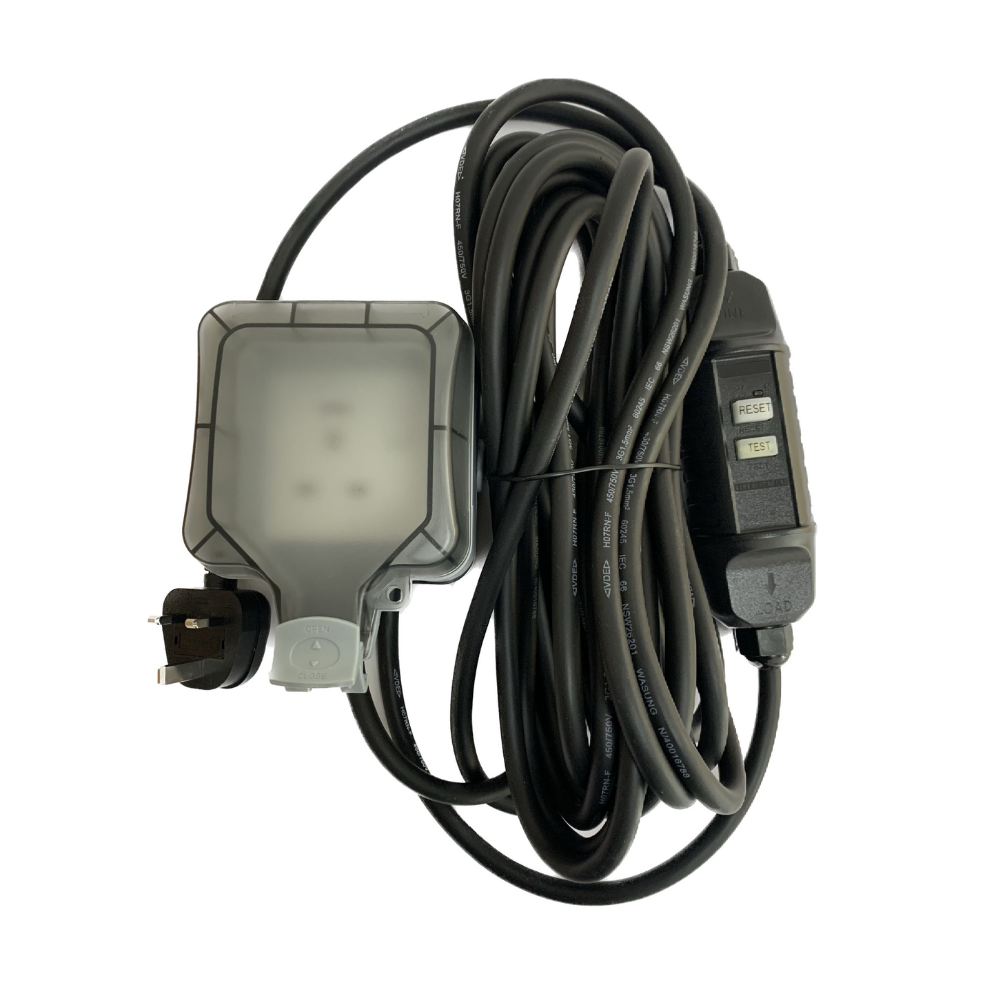 EV Portable Granny Charger 13A Weatherproof Extension Lead In Line RCD