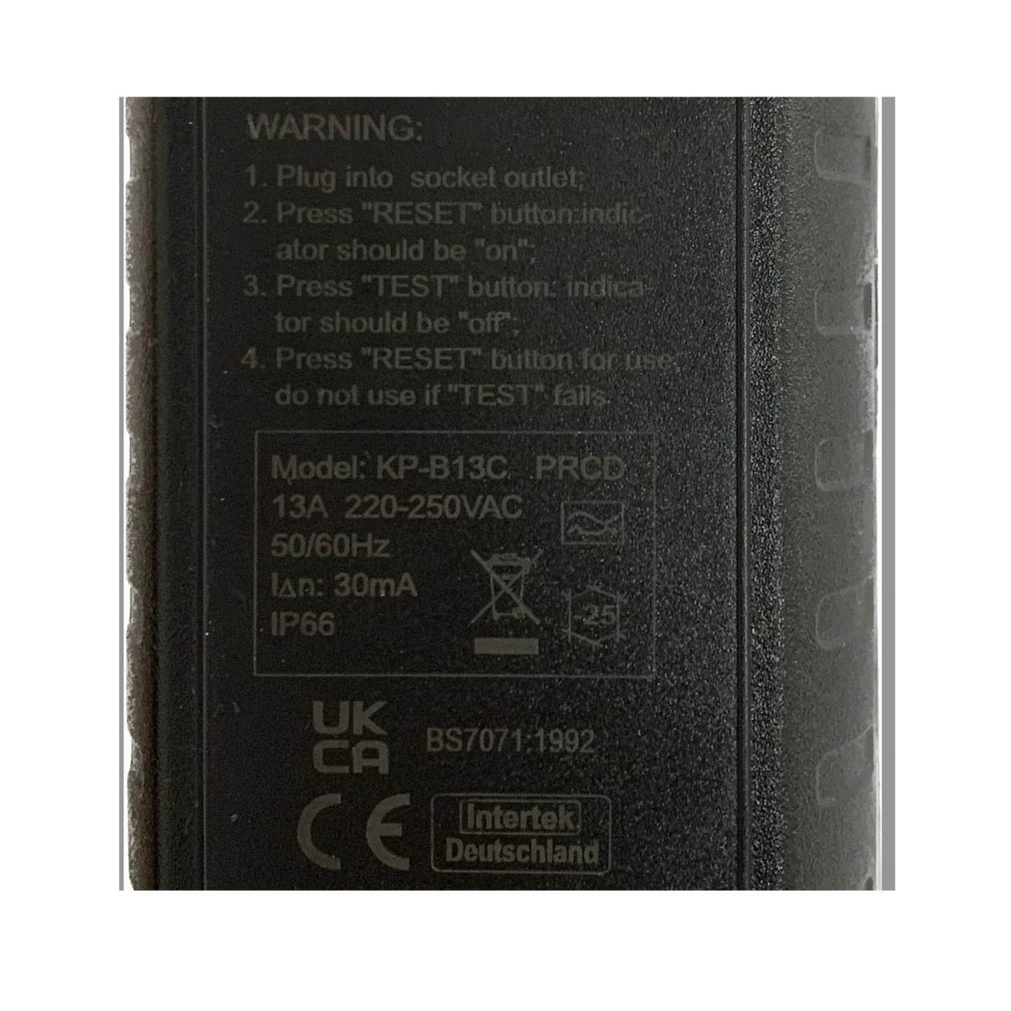 EV Portable Granny Charger 13A Weatherproof Extension Lead In Line RCD