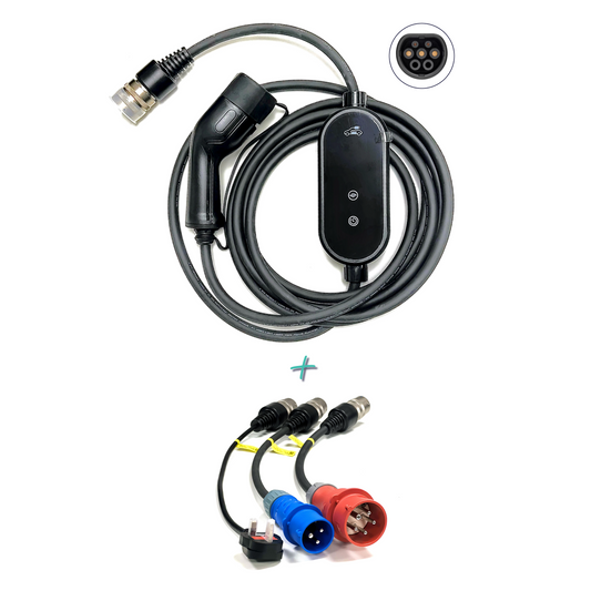 All-in-One EV Mobile Charger EVSE & Standard Set of Interchangeable Connector Adaptor Tails