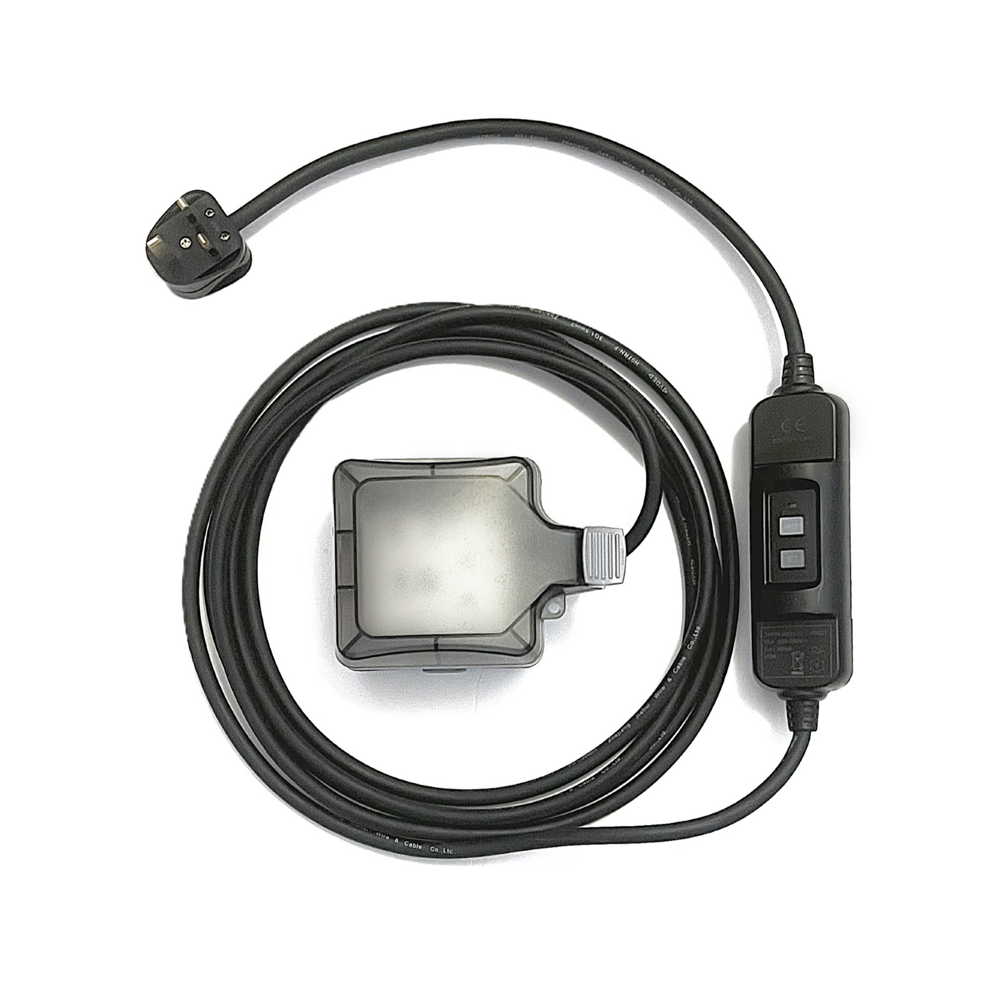 EV Portable Granny Charger 13A 3-Pin Weatherproof Outdoor Extension Lead Cable In Line RCD for Electric Car Charging
