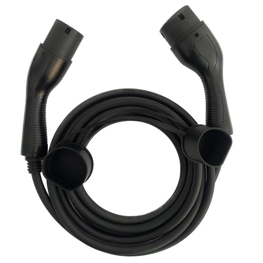 Bird’s eye view of Black Type 2 EV Charging Cable, Type 2 to Type 2 Connector 7.2kW | Single Phase | 32A