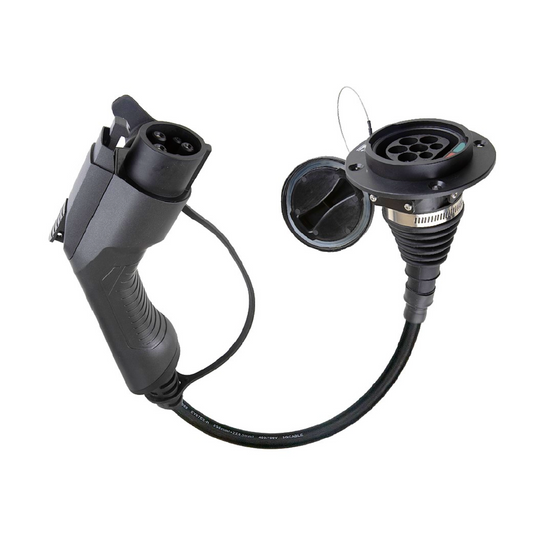 Type 2 to Type 1 EV Charging Adaptor Cable (7.4kW, 32A) with Dust Caps