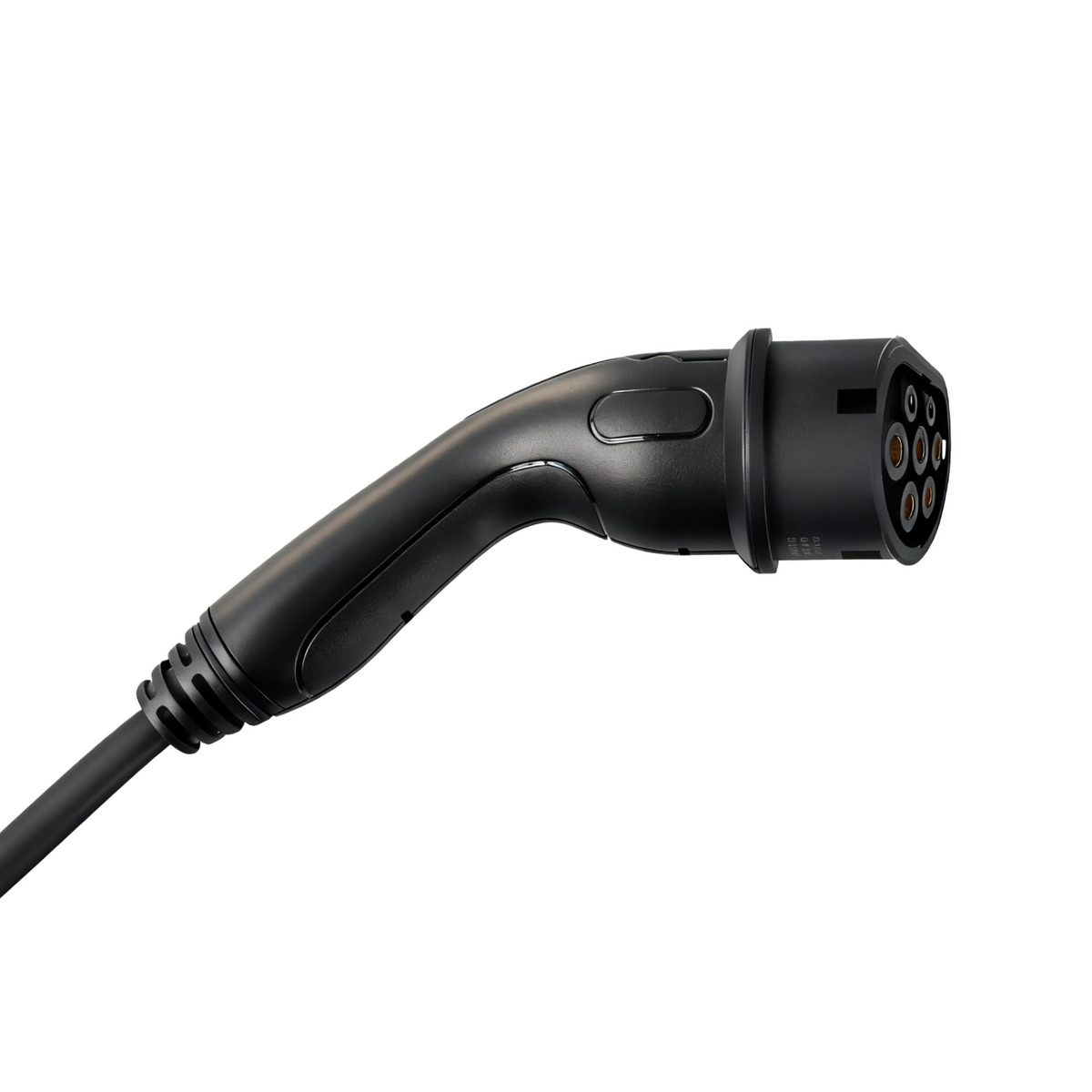 Type 2 vehicle connector on the Stella Charge portable EV charger, side view