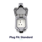 Stella Charge Plug Fit Standard weatherproof outdoor socket enclosure with hinged clear lid open, housing a UK 13A switched socket