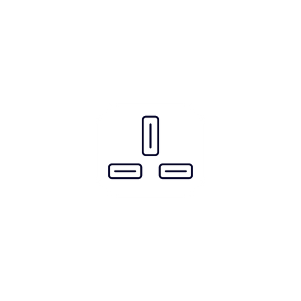 UK 3-pin (BS 1363) plug pin layout — the 13A 'granny' adaptor tail for the Stella Charge All-In-One portable EV charger