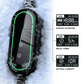 Stella Charge's IP67 weatherproof portable EV charger control box in snow, with OLED screens for charging, delay timer and adjustable current