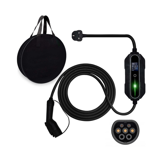 EV Portable Charger Type 2 with LCD Screen  UK 3 Pin Plug  Current Adjustable